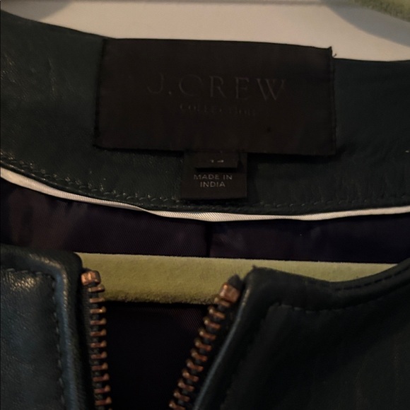 J. Crew Collection leather dark green jacket with rose gold hardware. - Picture 7 of 9